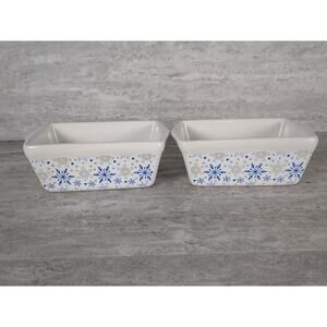 Celebrate It Ceramic Stoneware Baking Mini Loaf Pan, Set Of‎ 2, Snowflakes